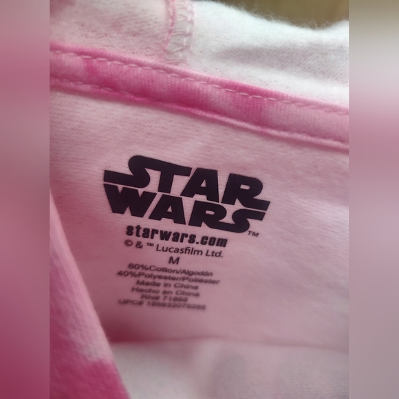 Star Wars Kids Pink Tie-Dye Hoodie with Yoda Design NWT Kids Medium - Picture 3 of 3